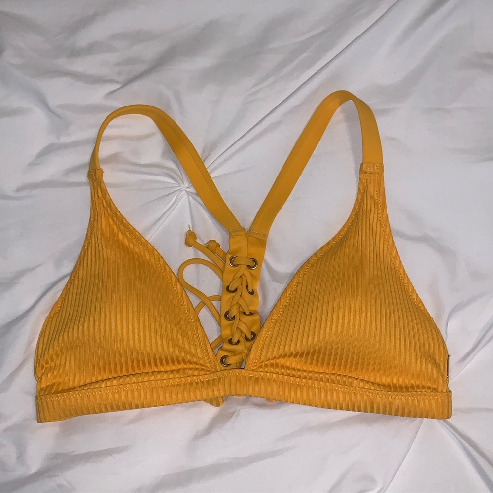 victoria’s secret PINK ribbed yellow bikini top
